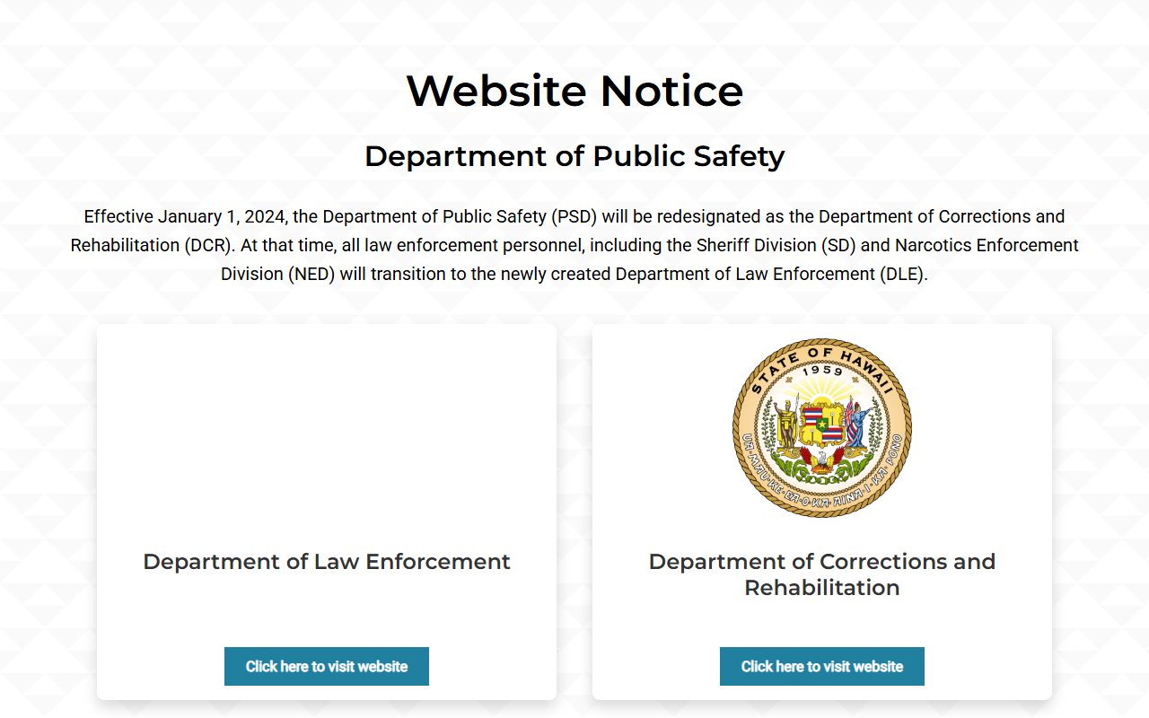 Hawaii Department of Corrections and Rehabilitation arrest records