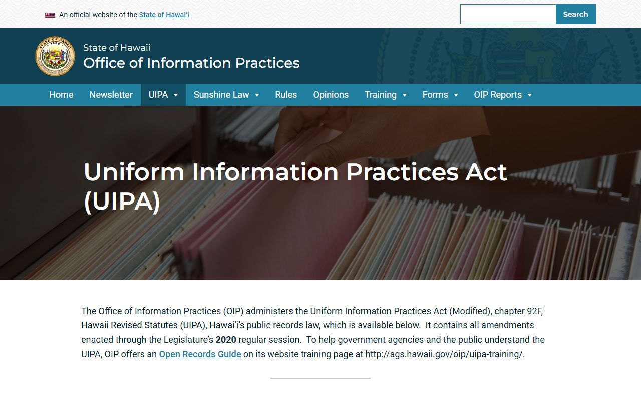 Hawaii Uniform Information Practices Act UIPA arrest records